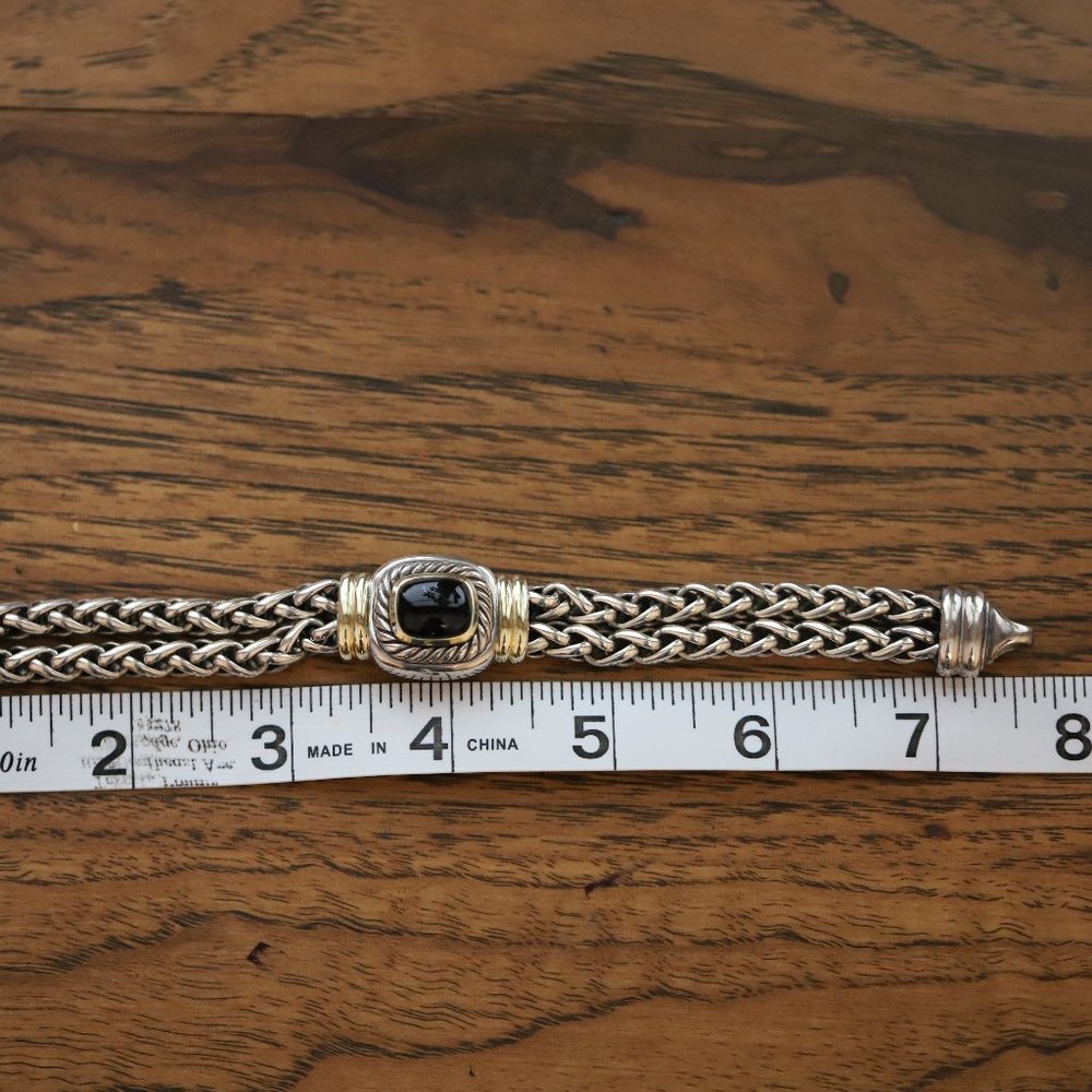 DAVID YURMAN LARGE ALBION BLACK ONYX BRACELET STERLING 14K YELLOW GOLD RARE! - Picture 9 of 16